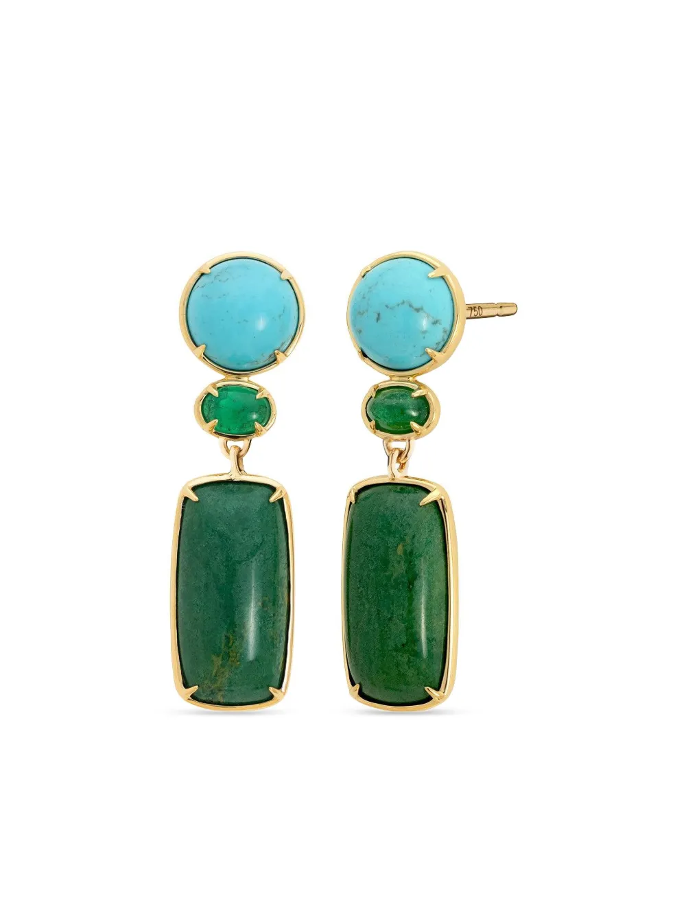 MONICA RICH KOSANN Terra turquoise and emerald drop earrings - Oro