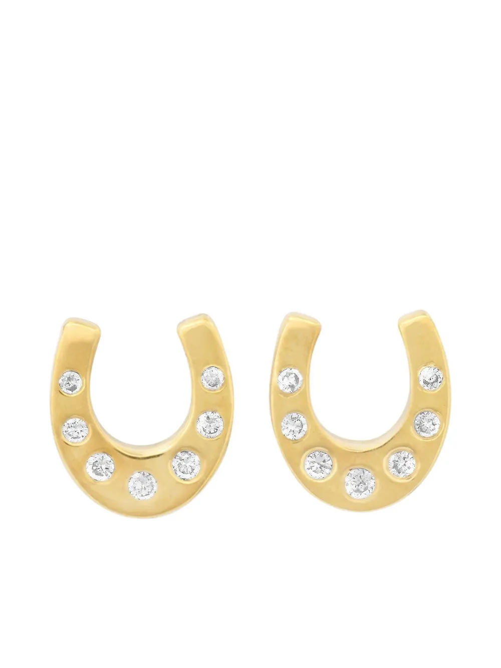 Jennifer Meyer mini horseshoe-motif diamond stud earrings - Oro