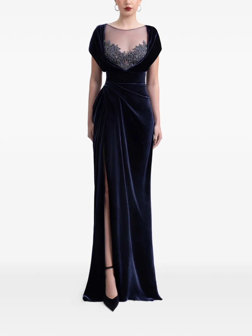 Gemy Maalouf bead-embellished draped dress - Blauw