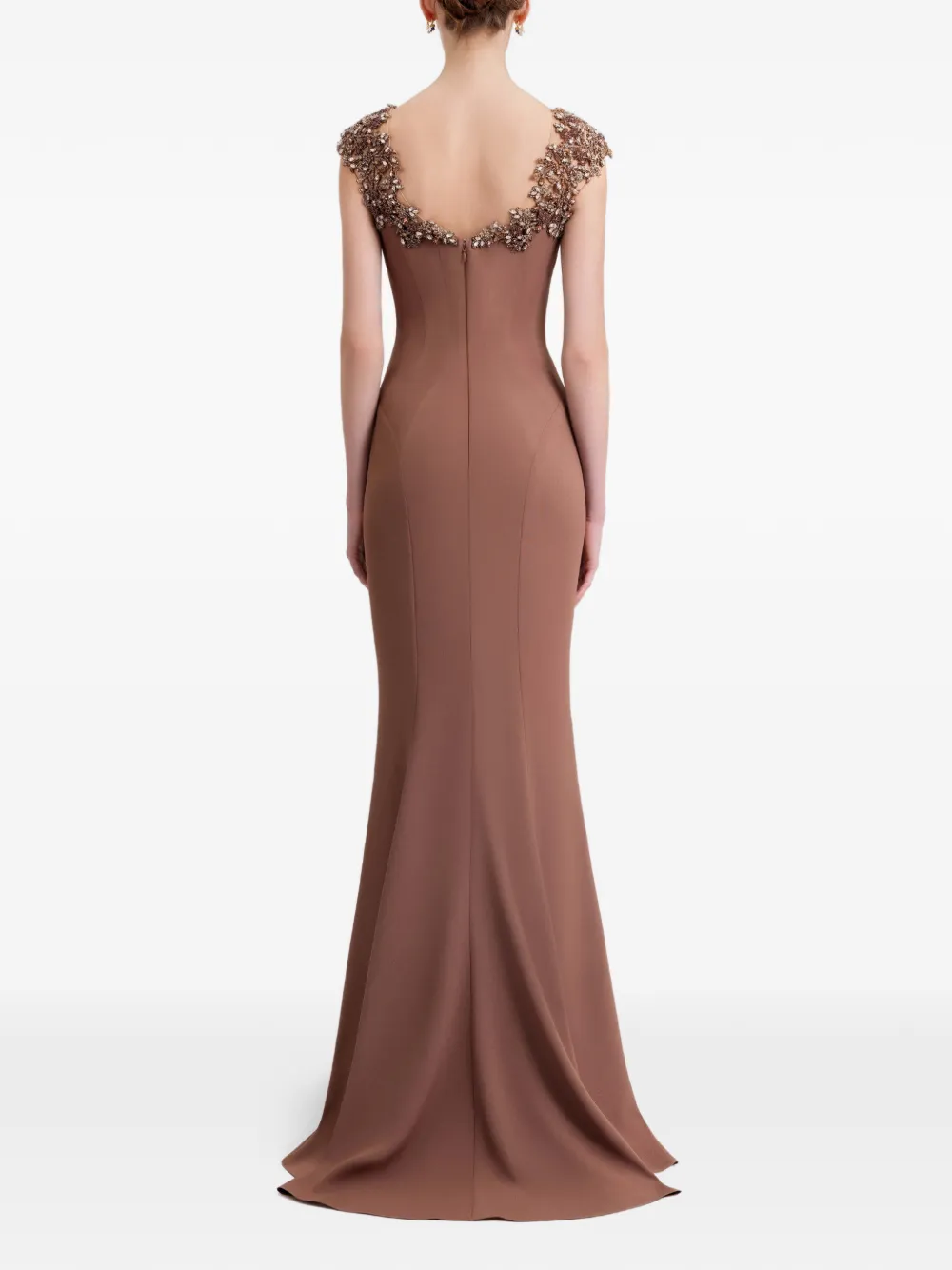 Gemy Maalouf beaded-neckline dress - Bruin