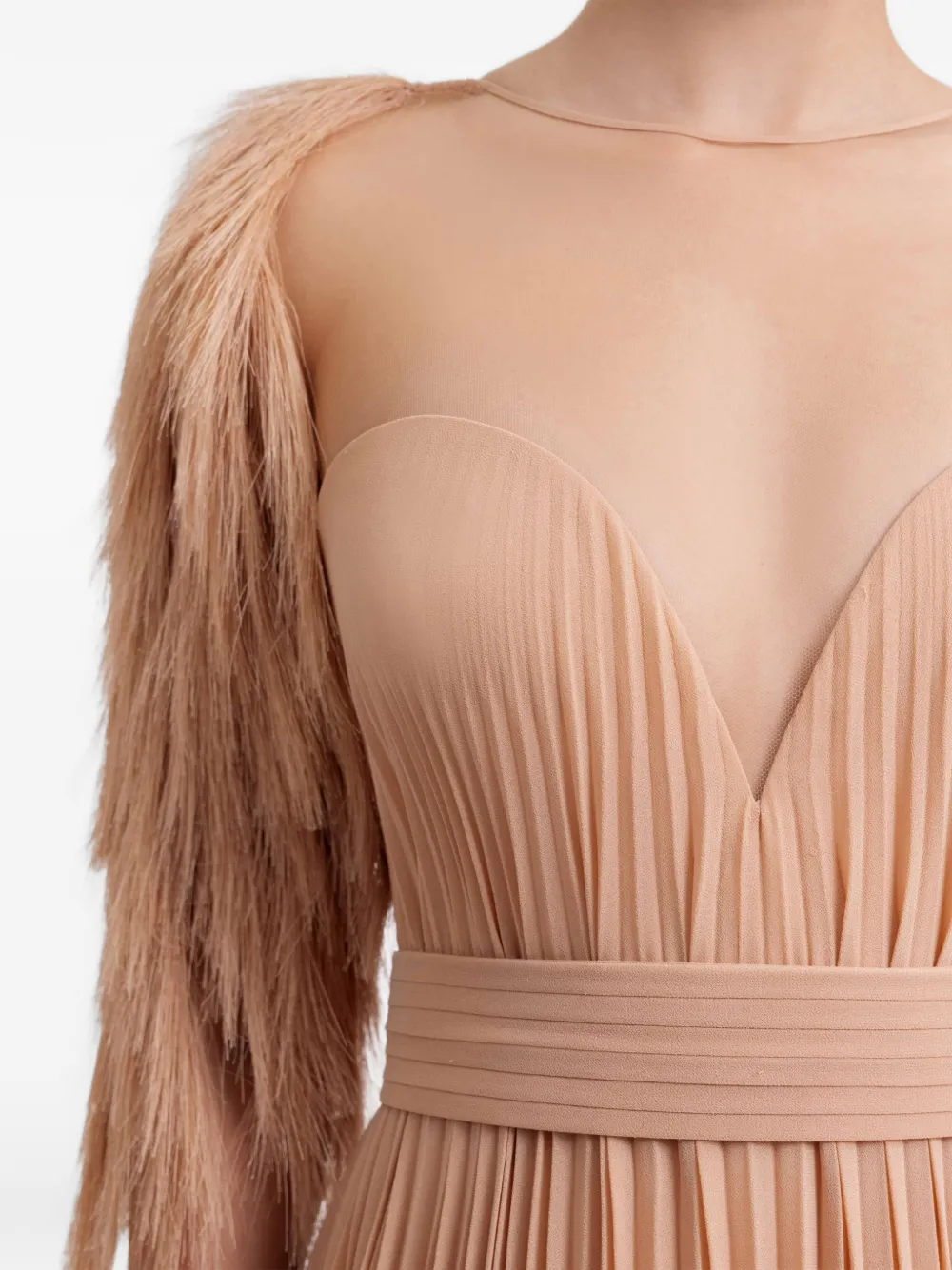 Gemy Maalouf Geplooide jurk met hartvormige hals Beige