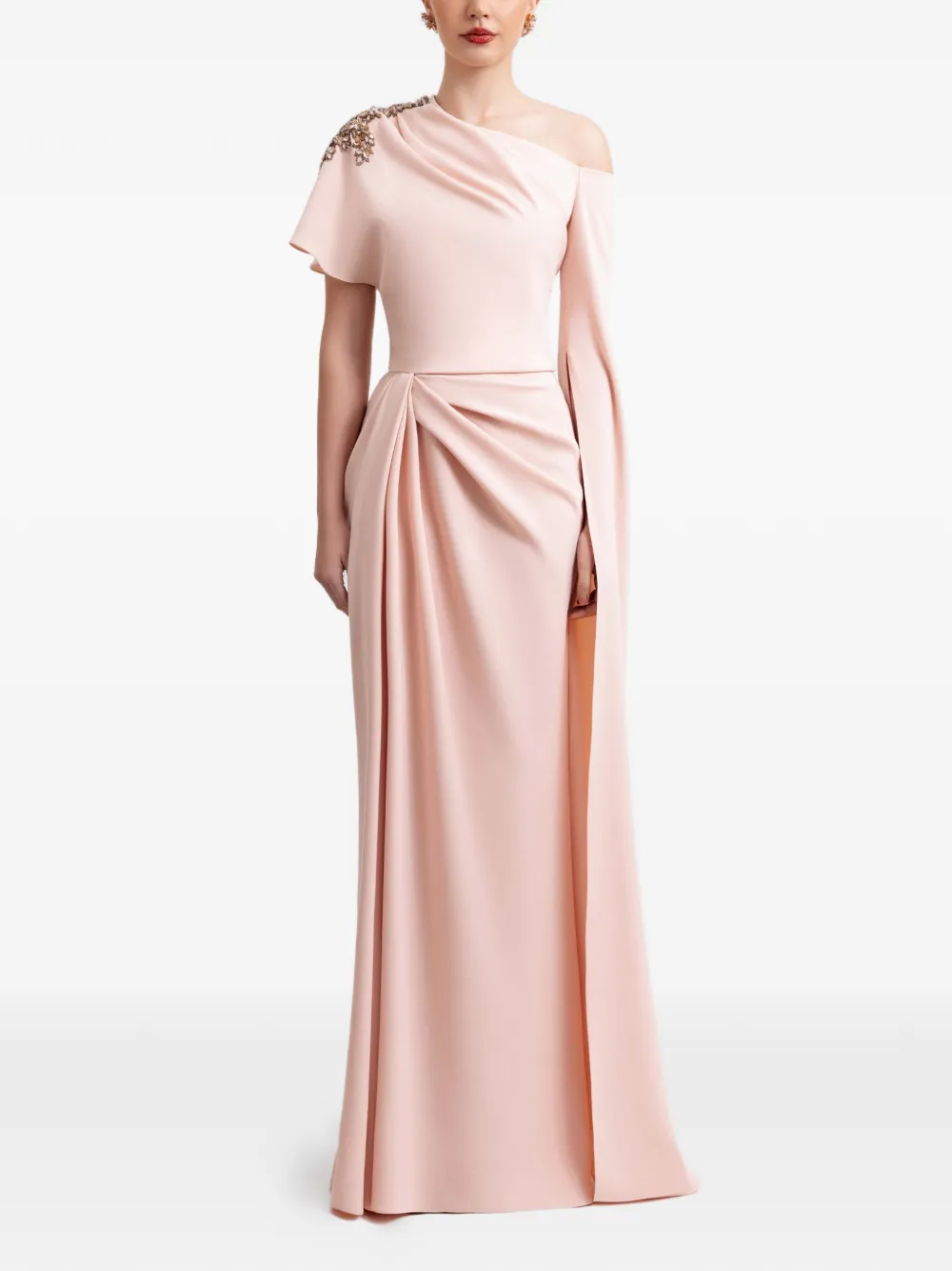 Gemy Maalouf asymmetrical-neckline draped dress - Roze