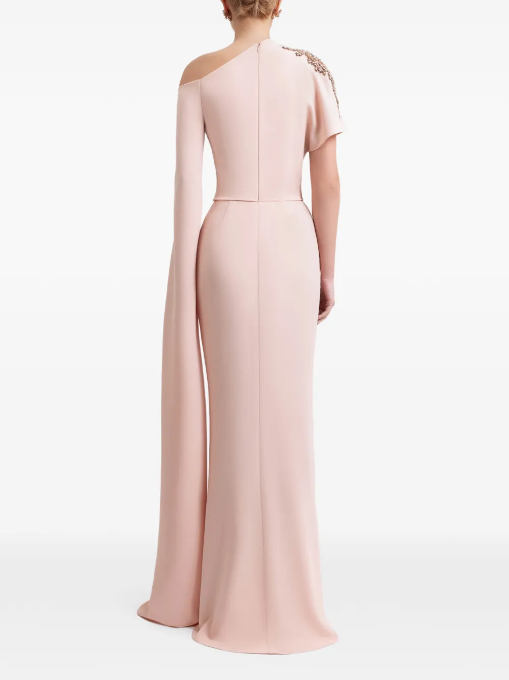 Gemy Maalouf Gedrapeerde jurk met asymmetrische hals Roze
