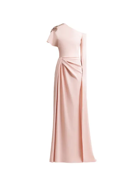 Gemy Maalouf vestido drapeado con cuello asimétrico