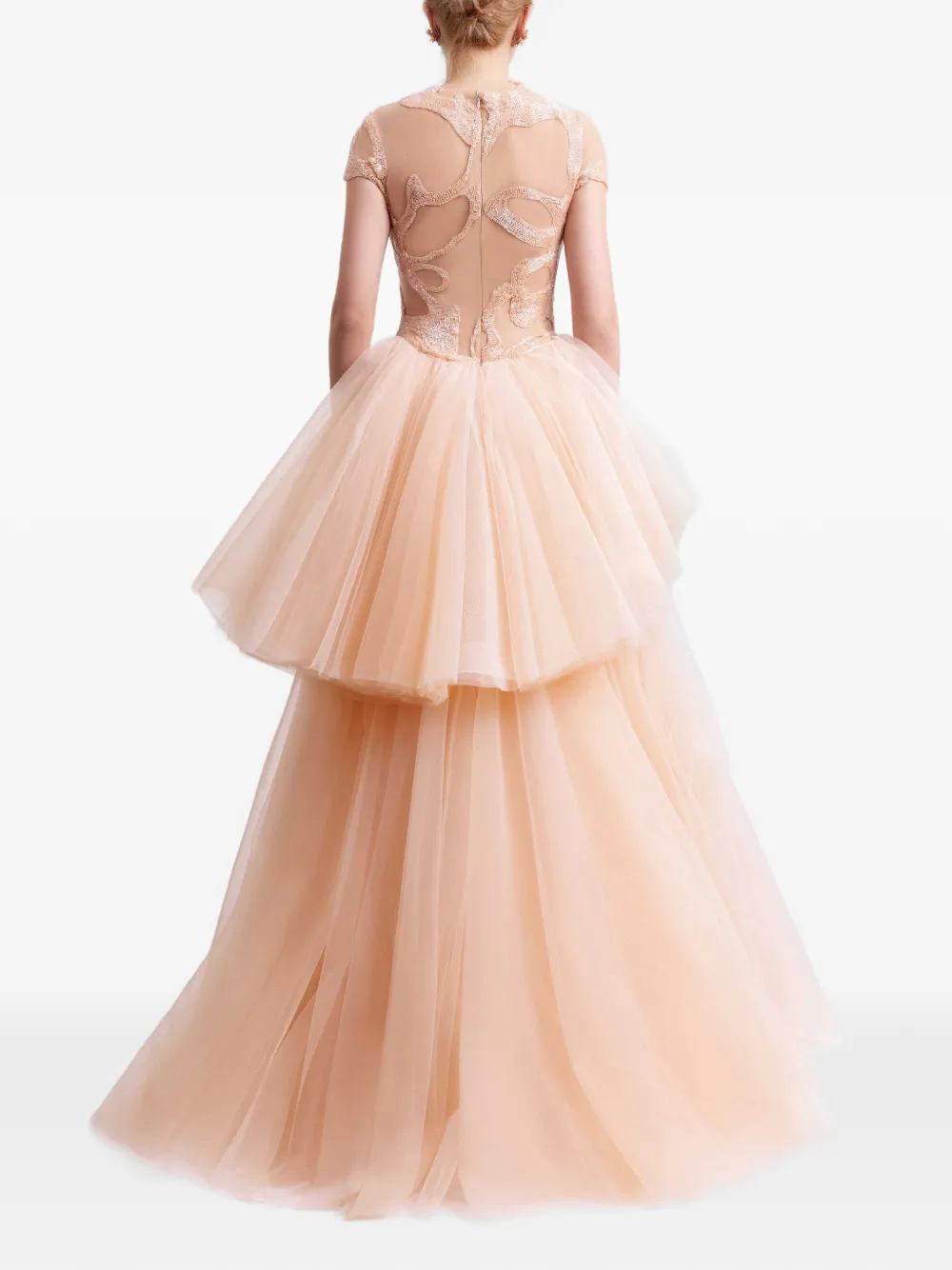 Gemy Maalouf beaded-bodice tulle dress - Beige