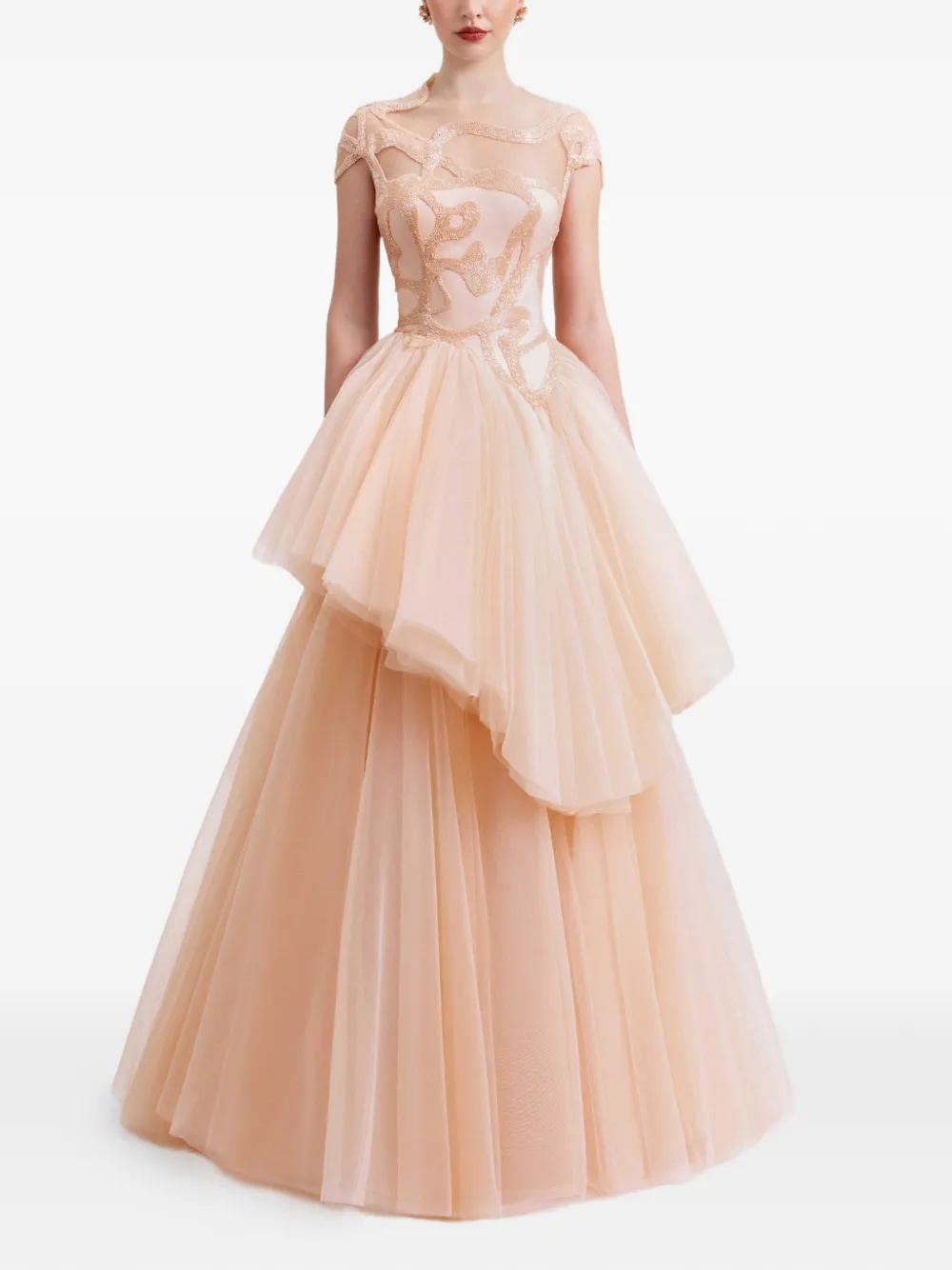 Gemy Maalouf beaded-bodice tulle dress - Toni neutri