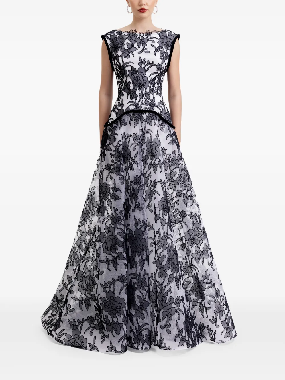 Gemy Maalouf structured embroidered-lace dress - Wit