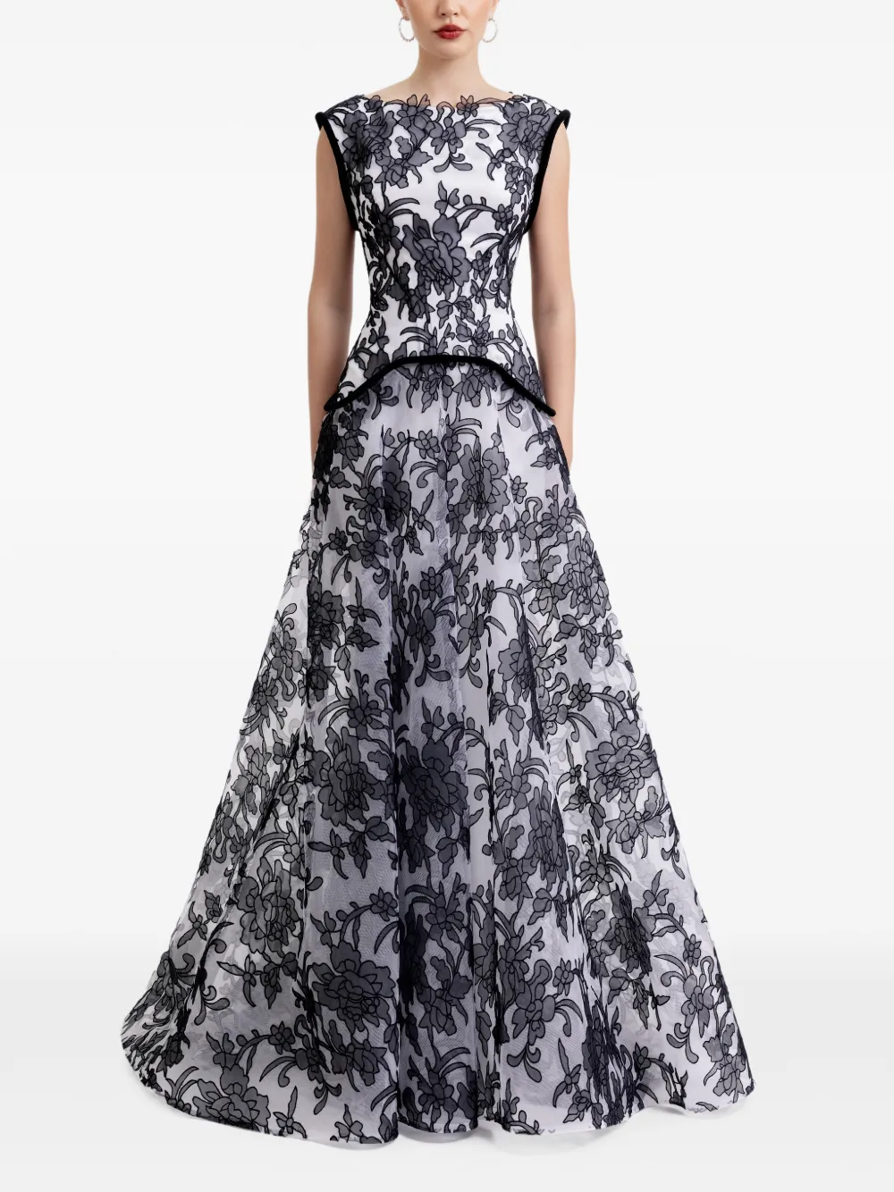 Gemy Maalouf structured embroidered-lace dress - Bianco