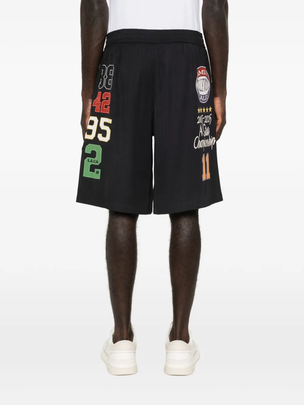 AMIRI Shorts met grafische print en trekkoord Zwart