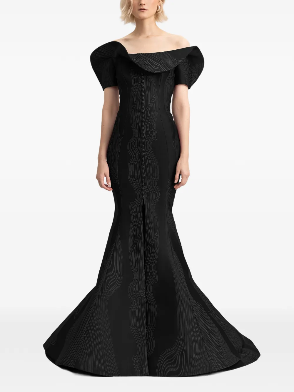 Gemy Maalouf Gedrapeerde off-shoulder maxi-jurk Zwart