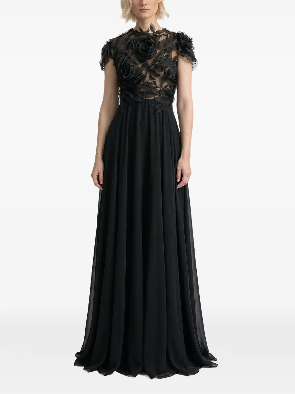 Gemy Maalouf Floral-appliqu In Black