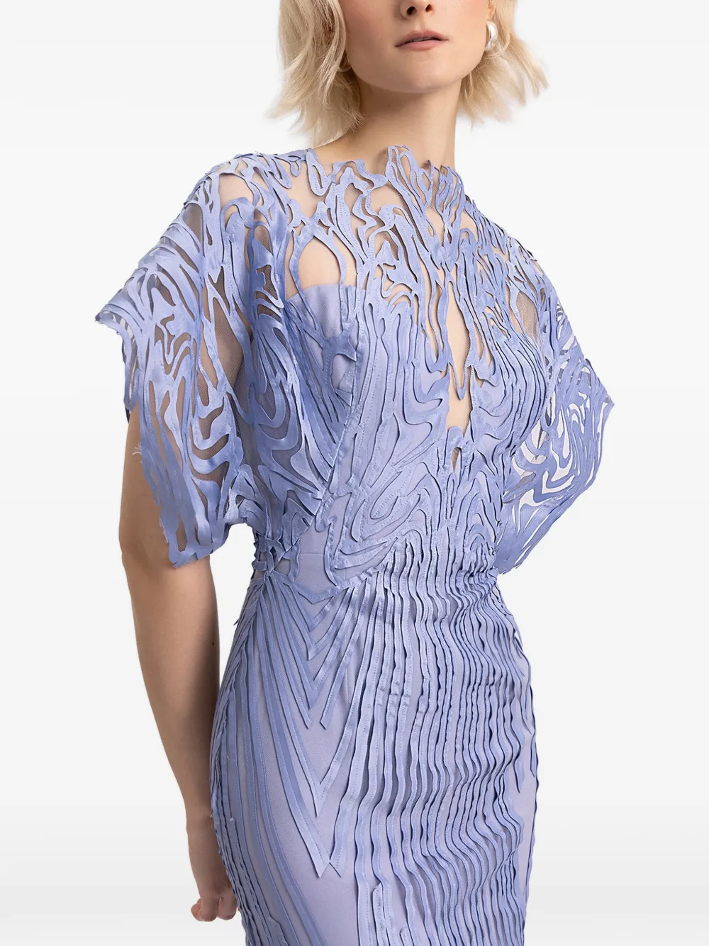 Gemy Maalouf structured half-sleeves dress - Blu