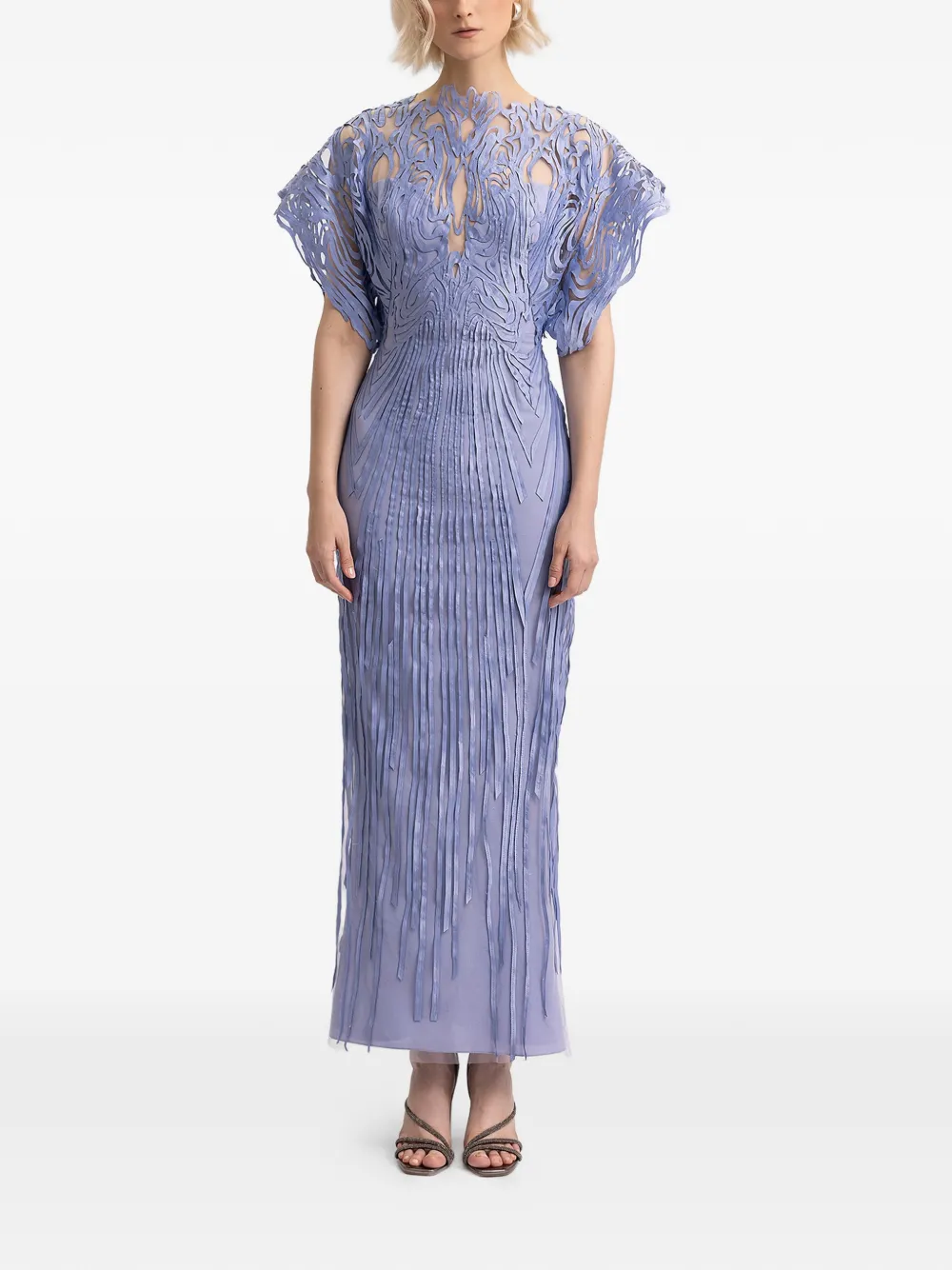 Gemy Maalouf structured half-sleeves dress - Blau