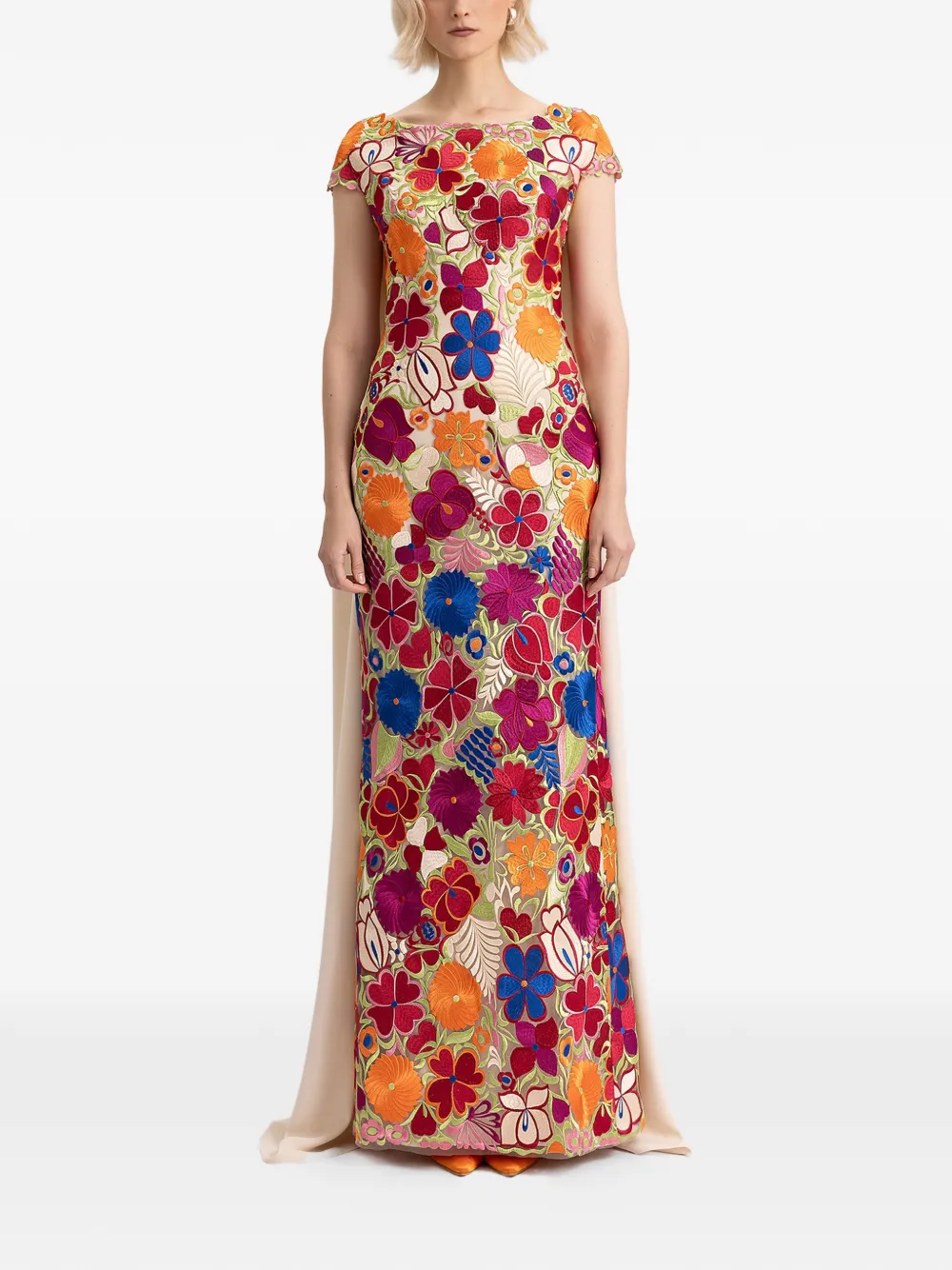 Gemy Maalouf floral cape dress - Beige