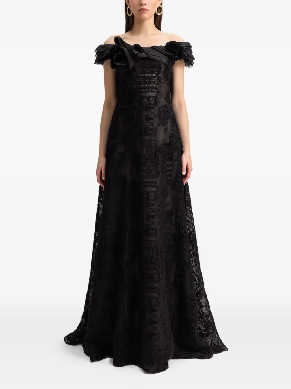 Gemy Maalouf off-shoulder loose-cut dress - Zwart