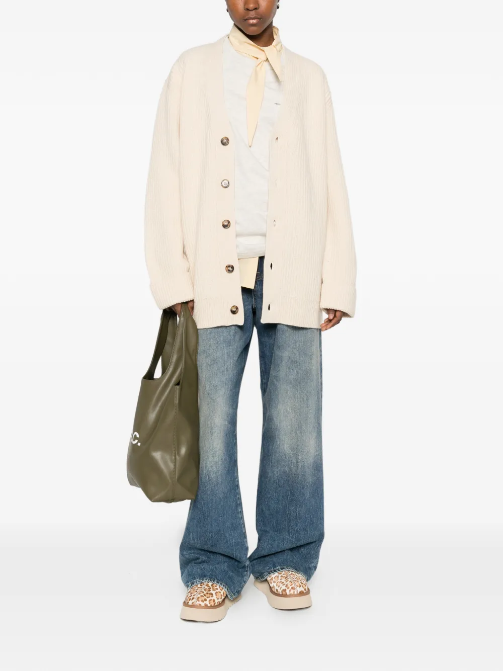  A.p.c. Buttoned V-neck Cardigan - Neutrals 