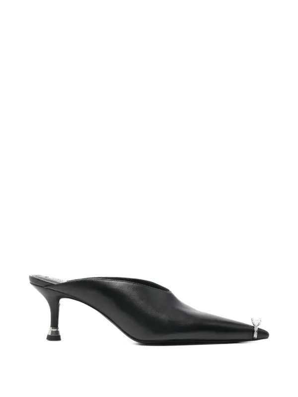 Alexander Wang Akilita Ring Mules in Leather 65mm in Black