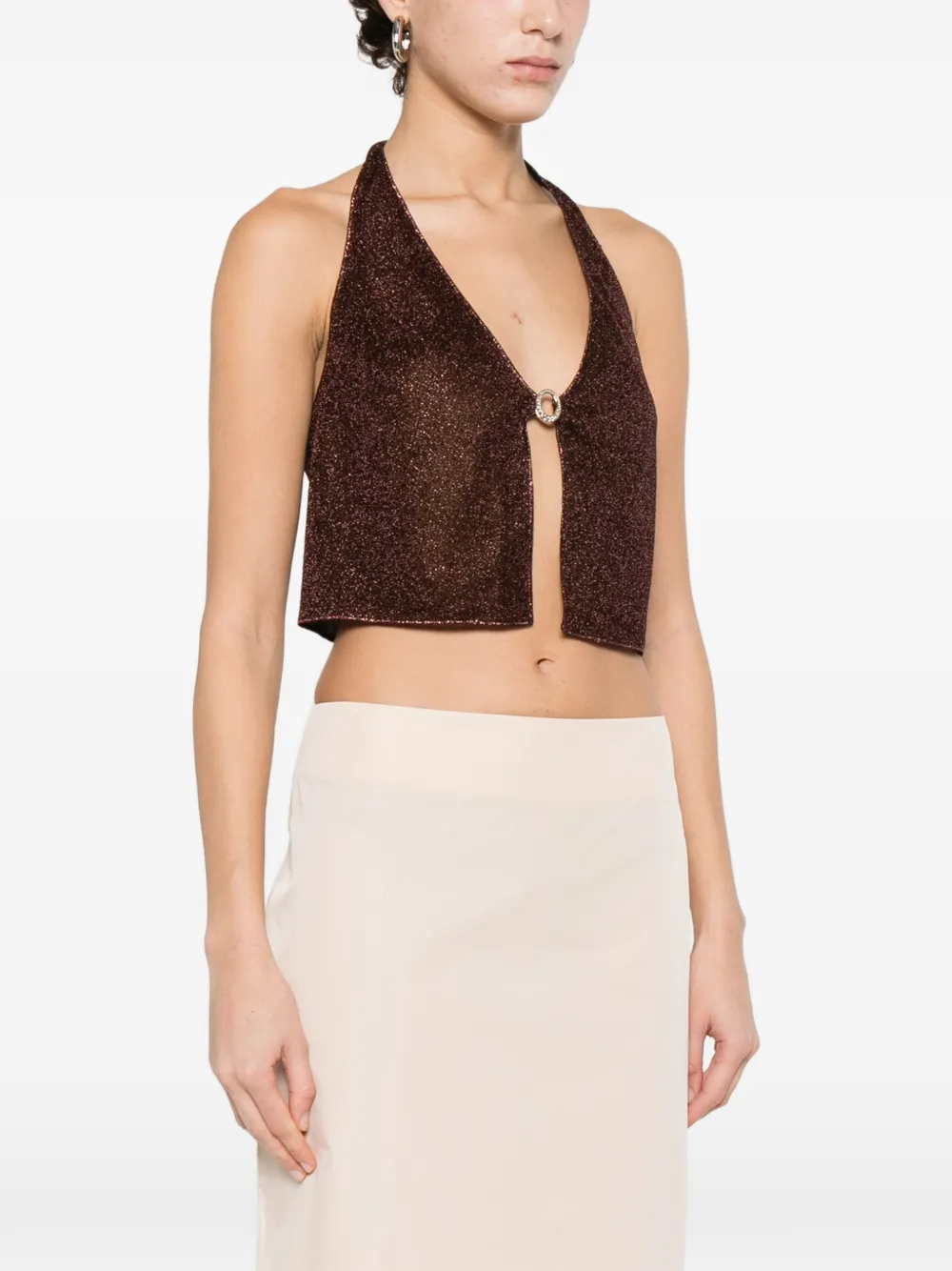  Oséree Ring-detail Top - Brown 