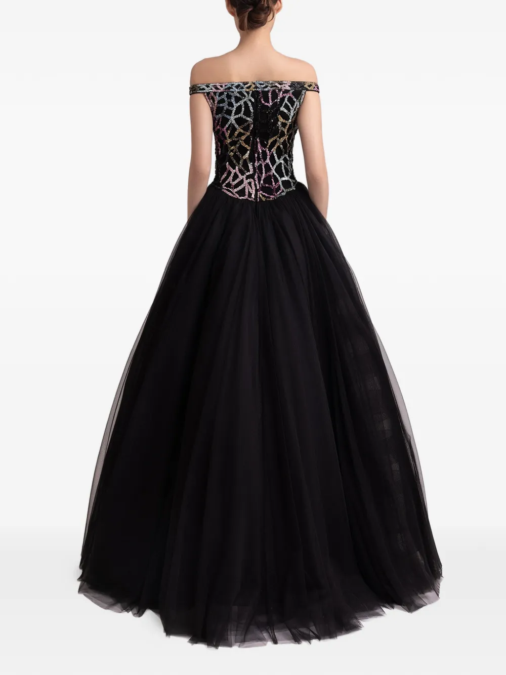 Gemy Maalouf off-shoulder patterned dress - Zwart