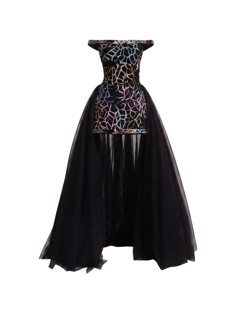 Gemy Maalouf Off-shoulder jurk met patroon Zwart