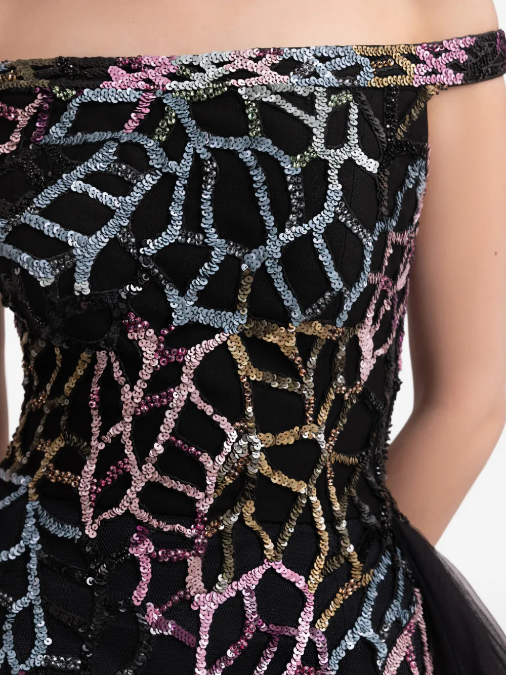Gemy Maalouf Off-shoulder jurk met patroon Zwart