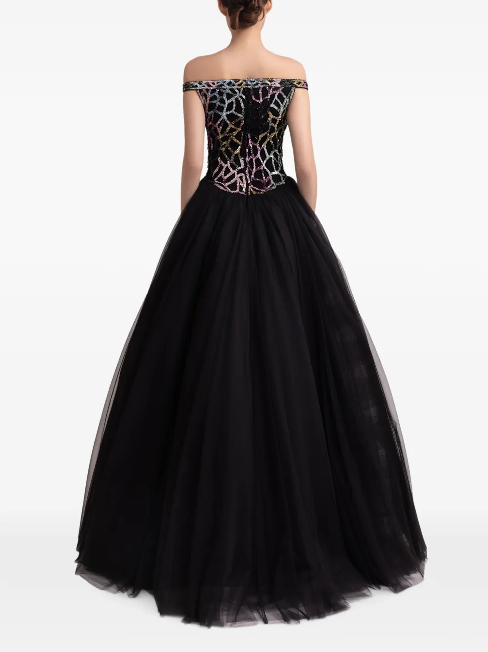 Gemy Maalouf Off-shoulder jurk met patroon Zwart