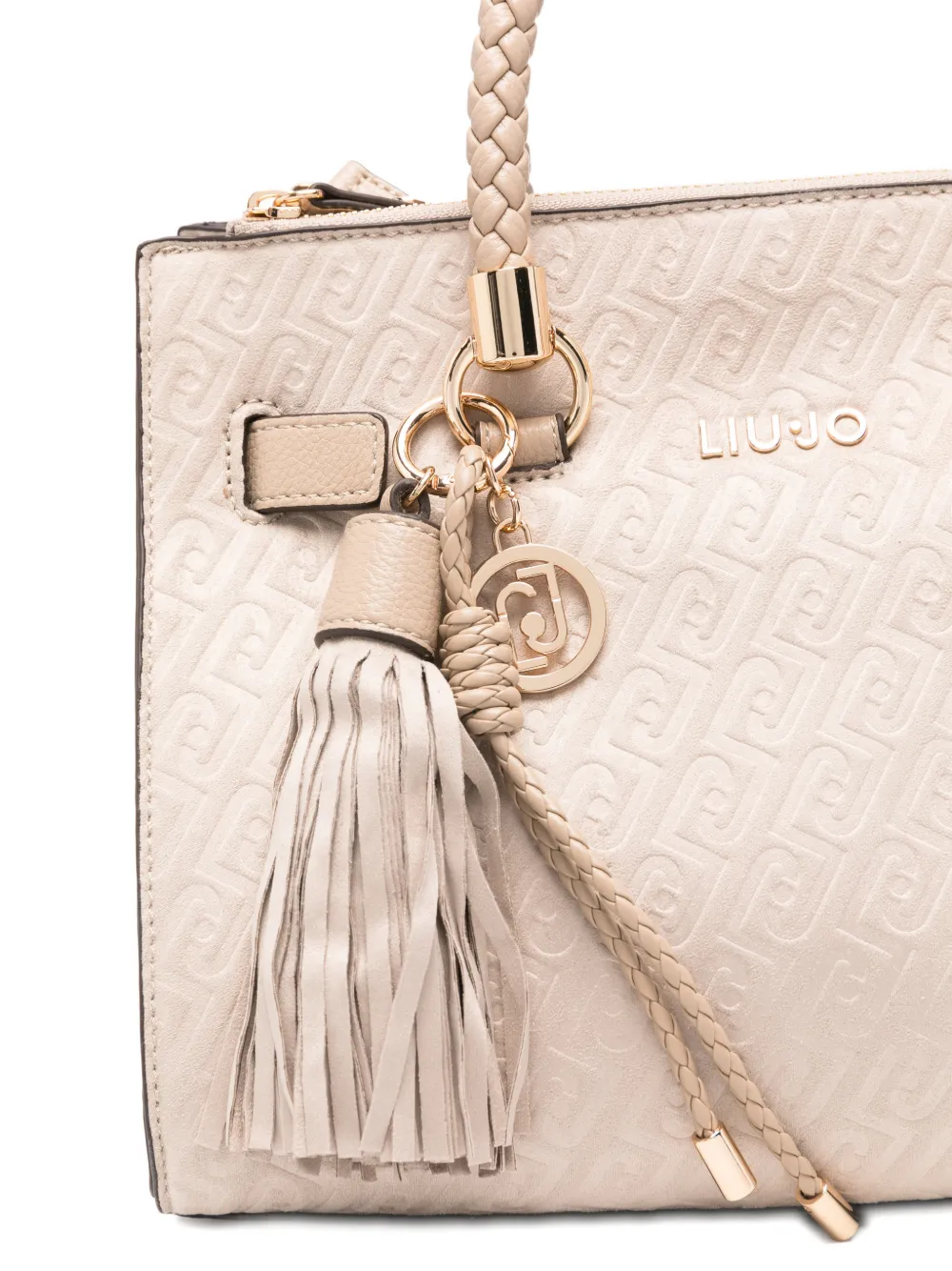  Liu Jo Small Logo-embossed Braided-handle Tote Bag - Neutrals 