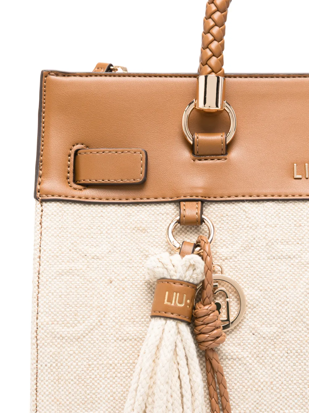  Liu Jo Manhattan Braided-handle Jacquard Tote Bag - Neutrals 