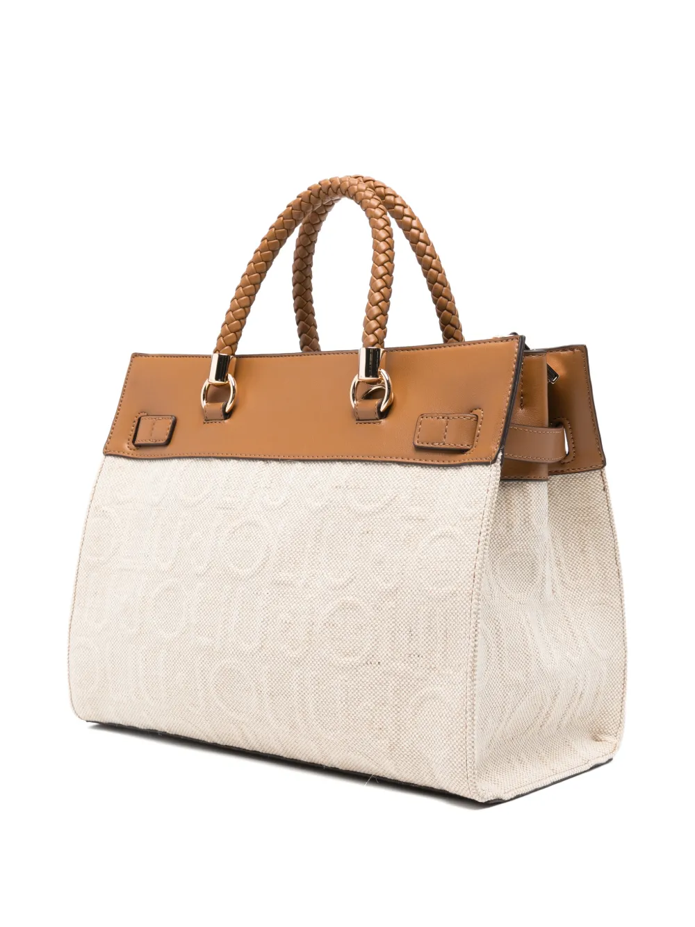 LIU JO Manhattan braided-handle jacquard tote bag - Beige
