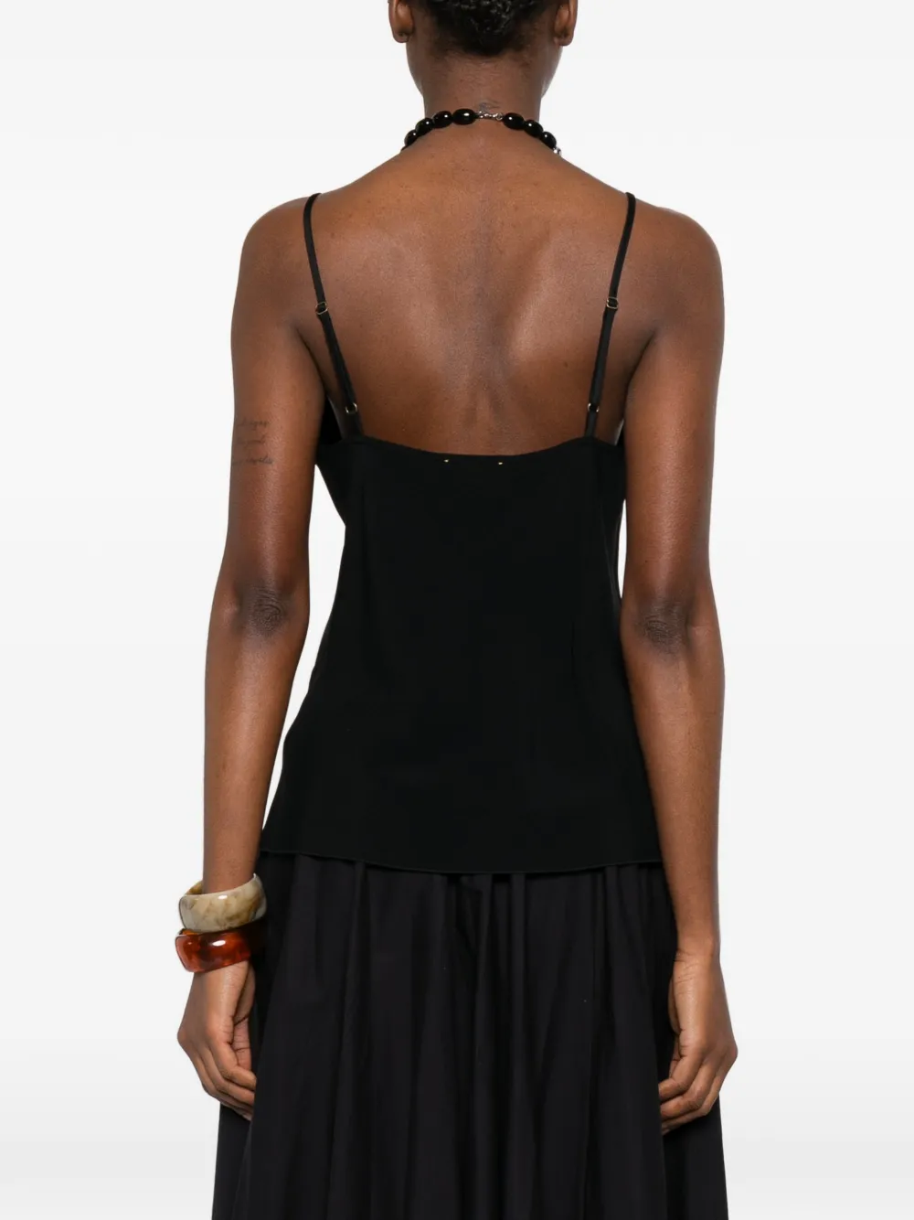Forte Tanktop met V-hals en bandjes Zwart