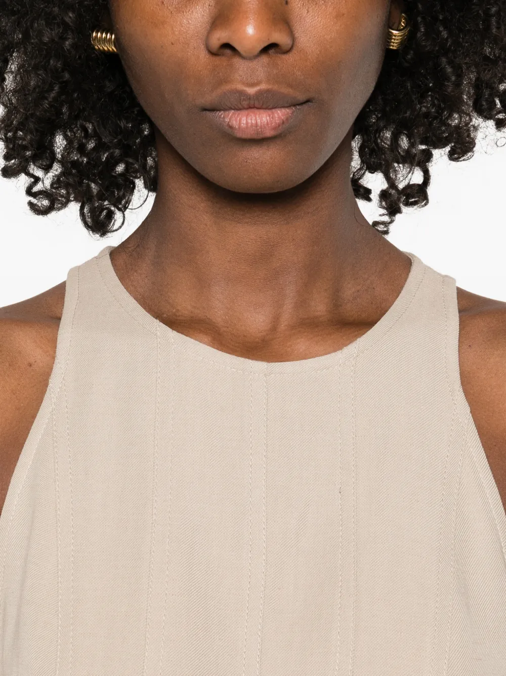 Brunello Cucinelli Mouwloze midi-jurk Beige