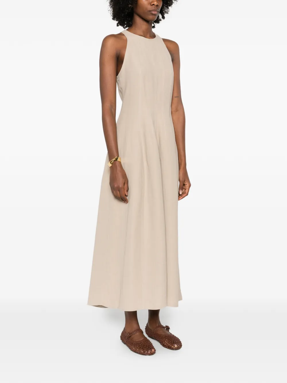  Brunello Cucinelli Sleeveless Panelled Midi Dress - Neutrals 