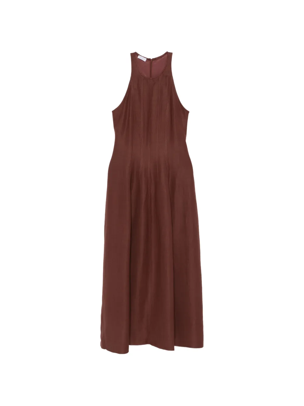 Brunello Cucinelli Sleeveless Panelled Midi Dress In Brown