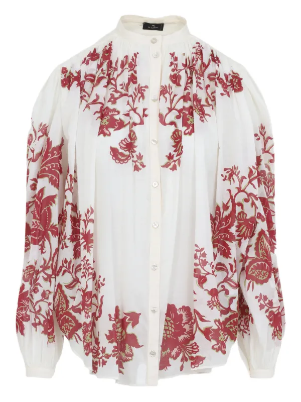 Etro Floral-print Buttoned Shirt in White