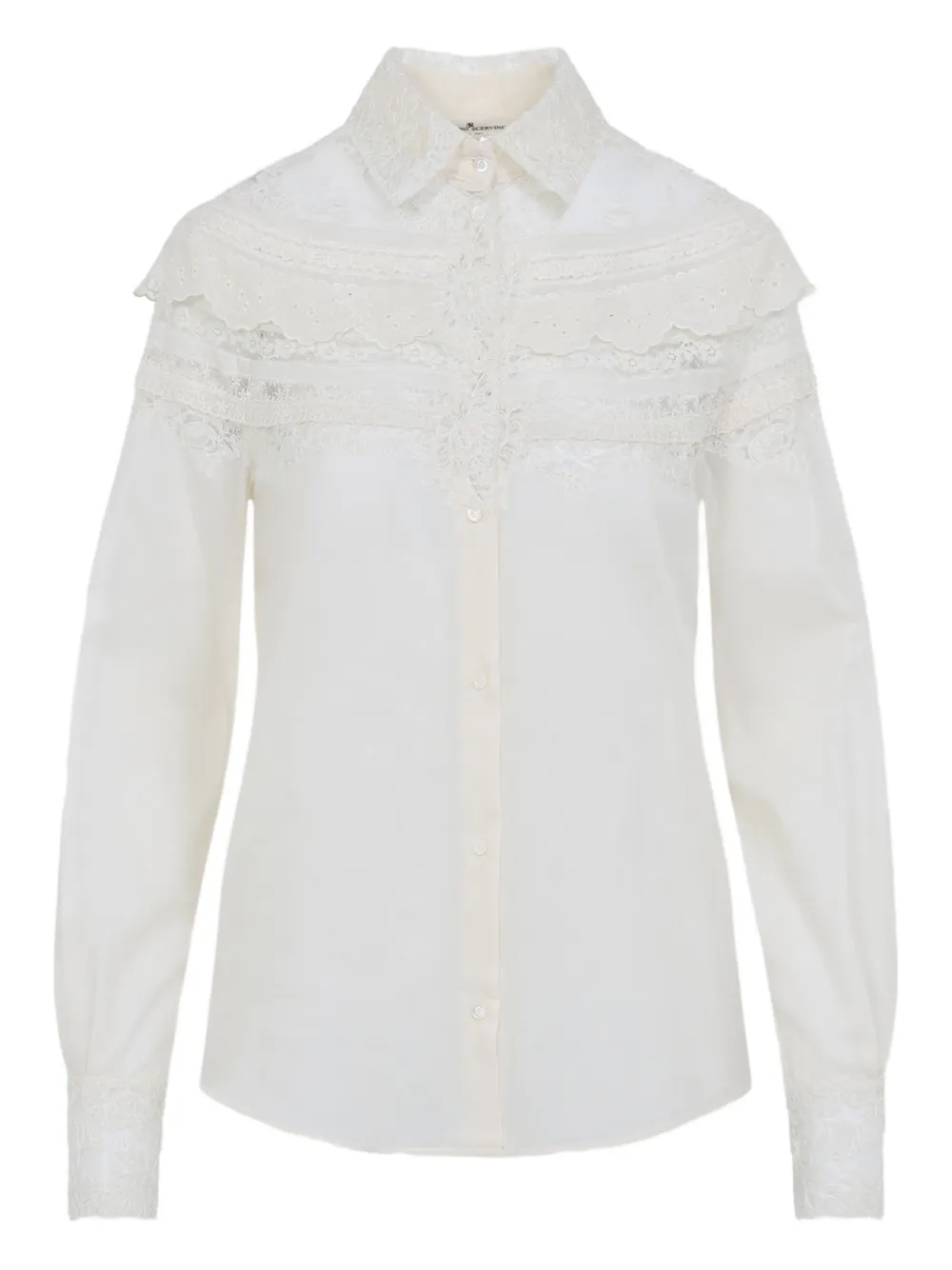 Ermanno Scervino lace-detail buttoned shirt - Weiß