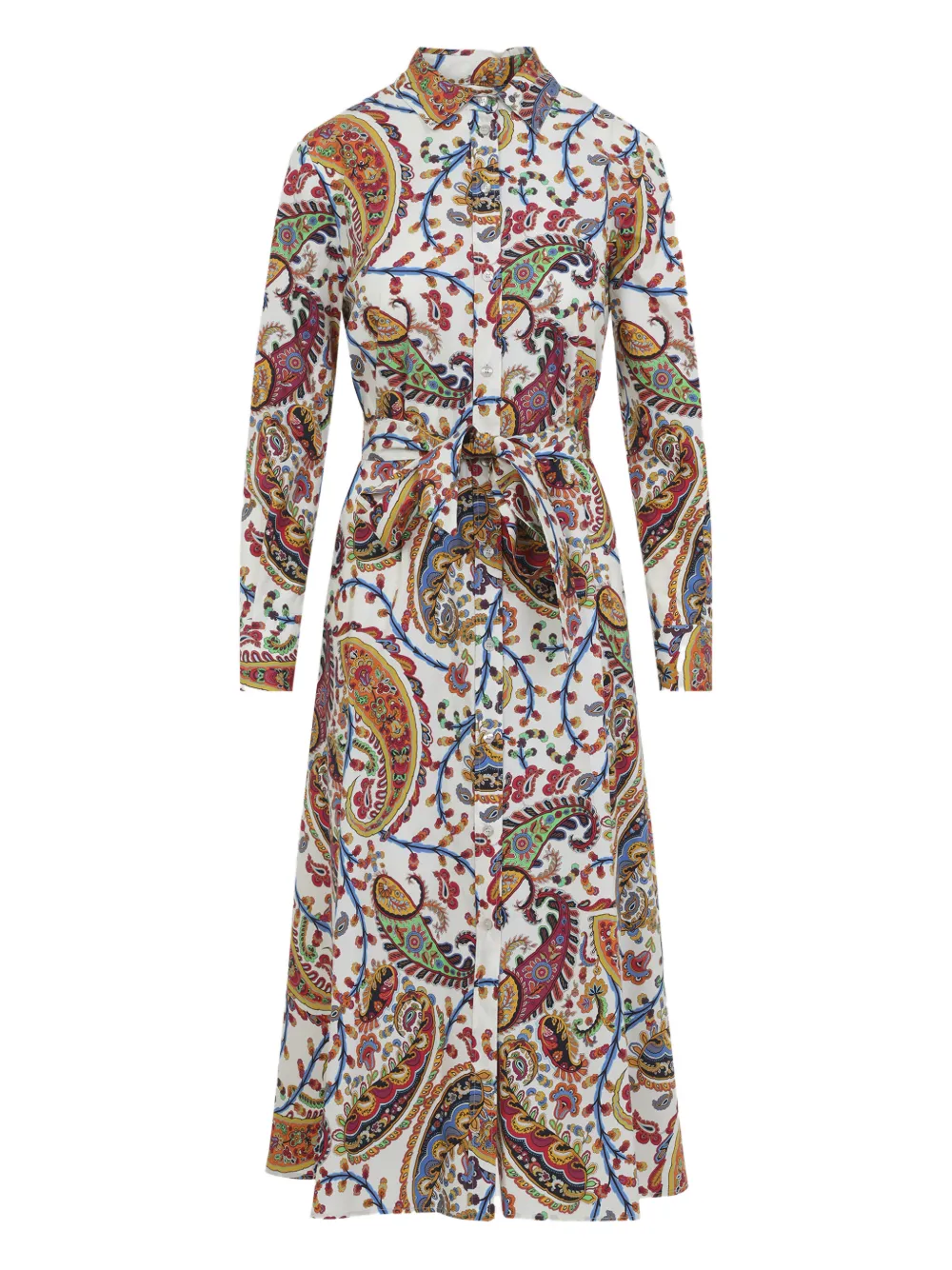 ETRO paisley tie-waist midi dress - Bianco