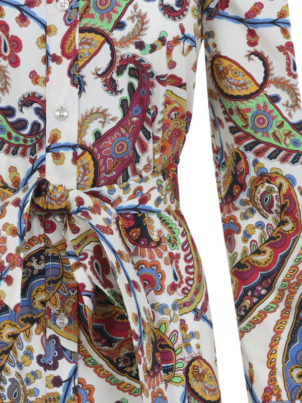 ETRO paisley-pattern Midi Shirt Dress | White | FARFETCH