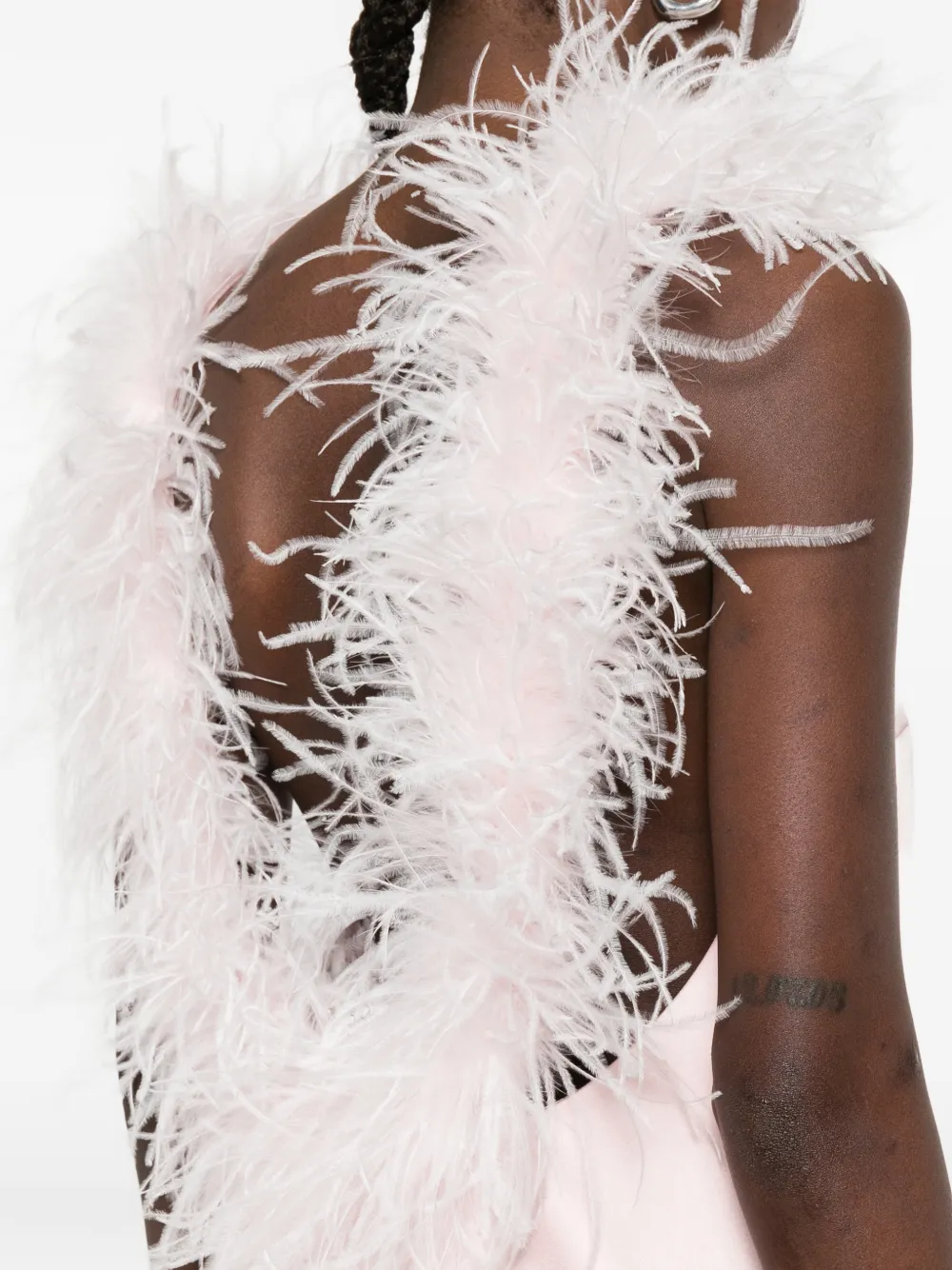 Feather-Detail Mini Dress