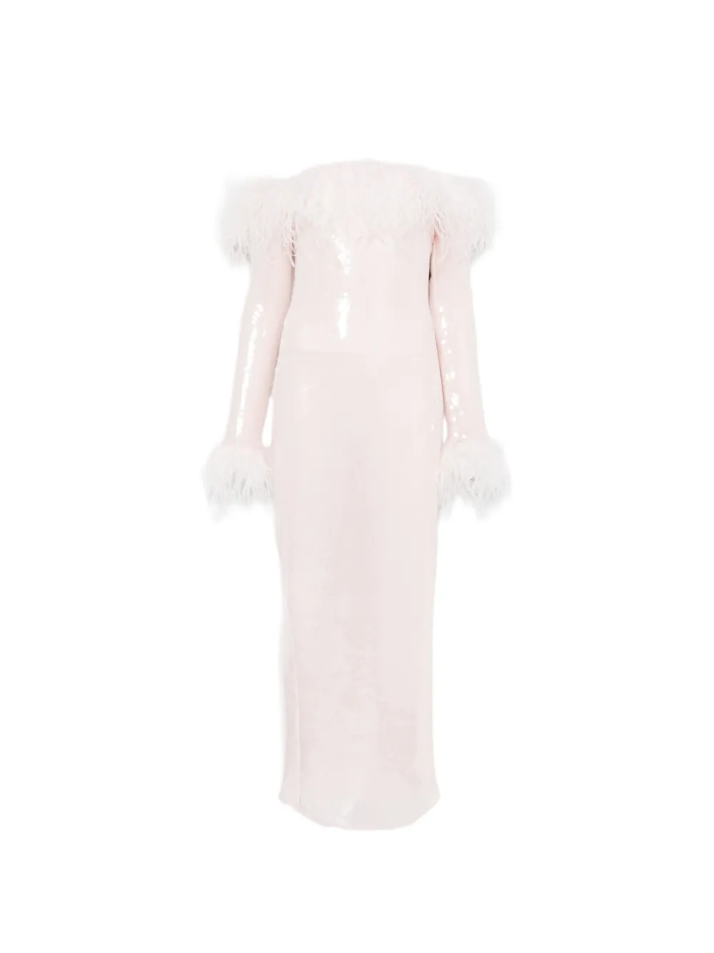 Retroféte Feather Sequin-embellishment Midi Dress In Pink