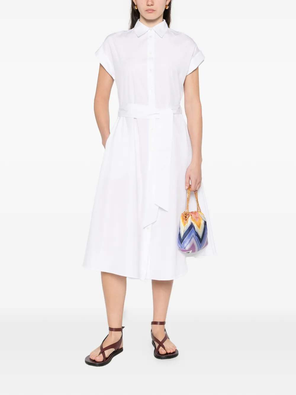 Kiton Midi-jurk met ceintuur Wit
