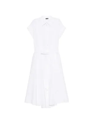 Kiton Belted Shirt Day Dress - White