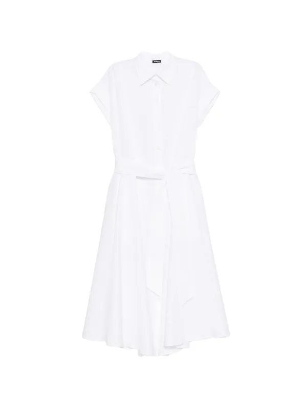 Kiton Belted Shirt Midi Dress in White