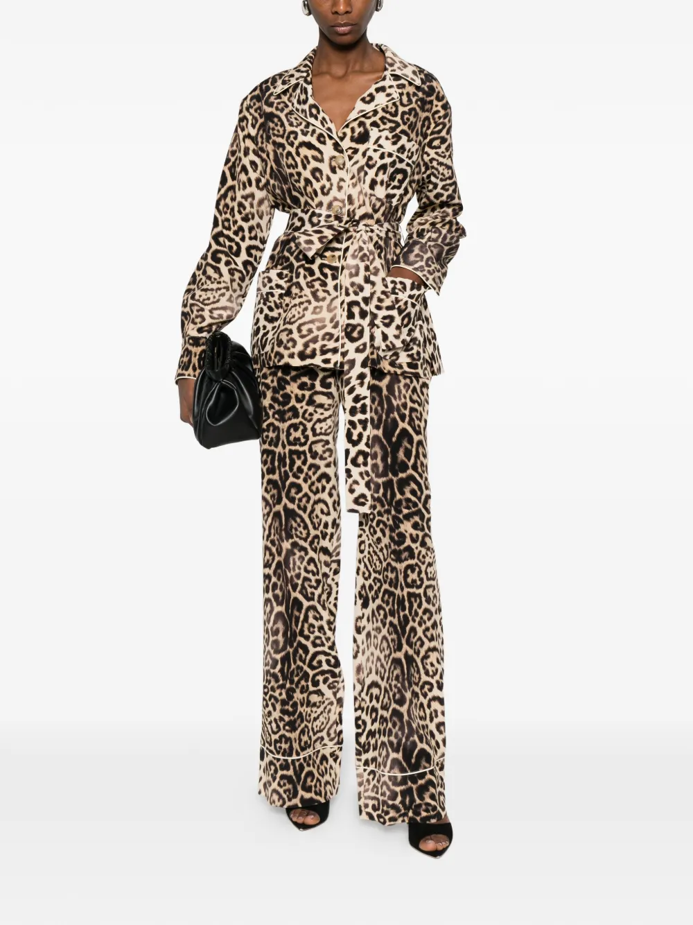 Ermanno Scervino Leopard-print Tie Jacket - Brown 