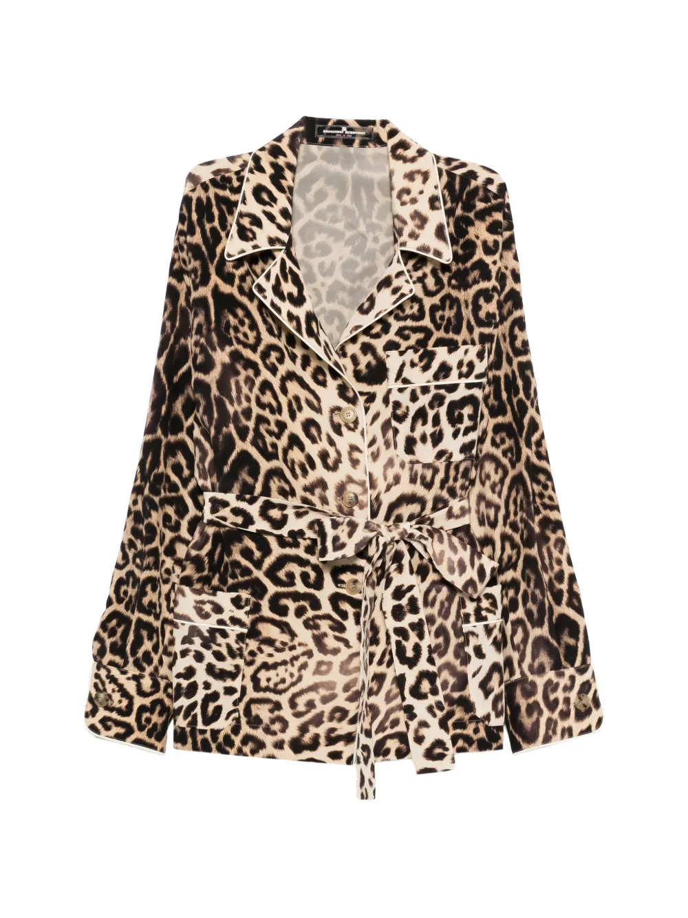 Ermanno Scervino leopard-print tie jacket - Braun