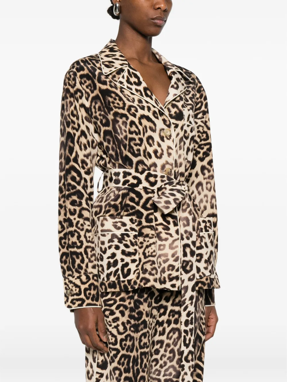  Ermanno Scervino Leopard-print Tie Jacket - Brown 