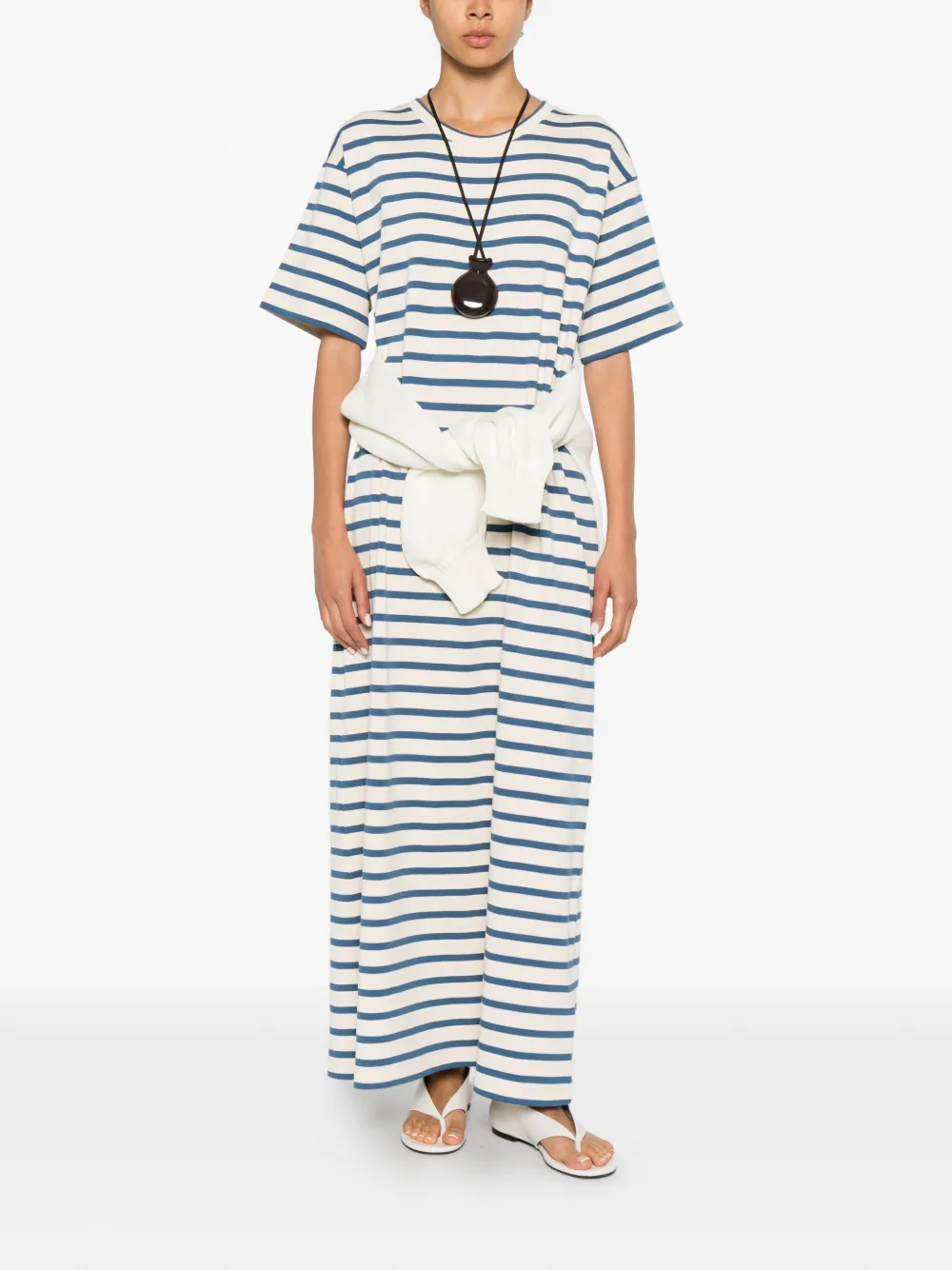 Jil Sander Gestreepte maxi-jurk Beige
