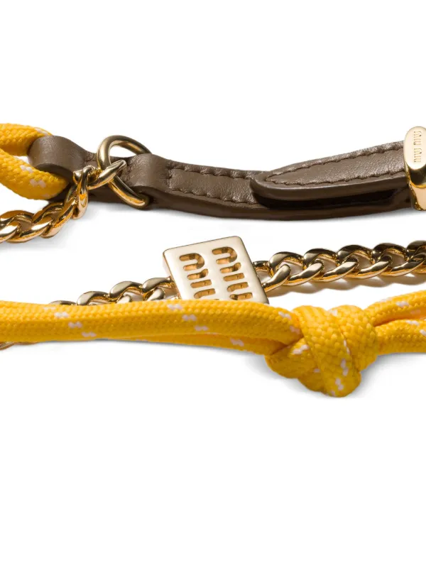 Miu Miu leather, Cord And Metal Trick Keyring | Yellow | FARFETCH