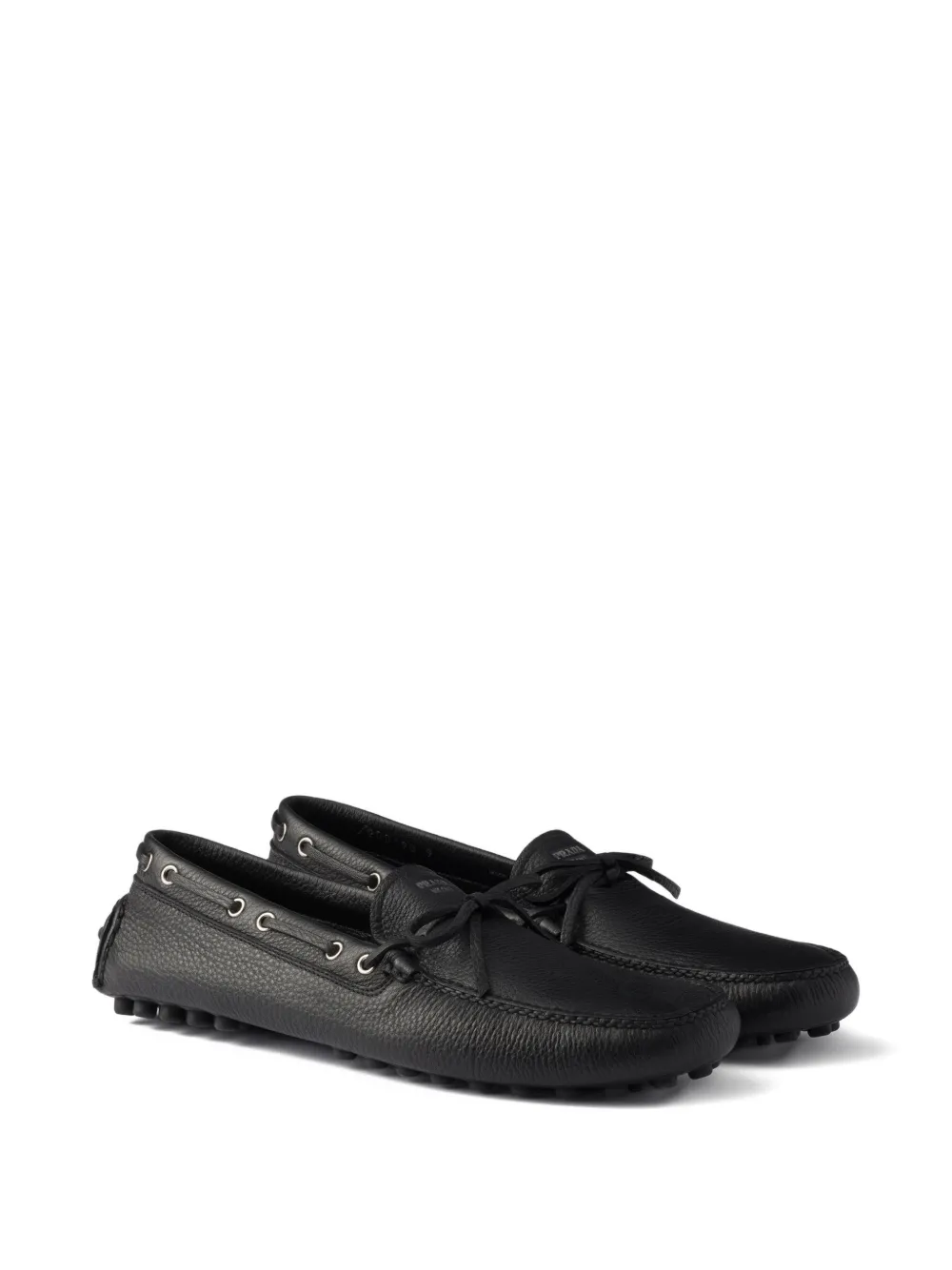 Prada printed-logo leather boat shoes | Black | Image 1
