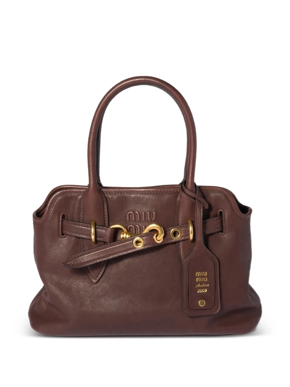 Miu Miu Aventure leather tote bag - Marrone