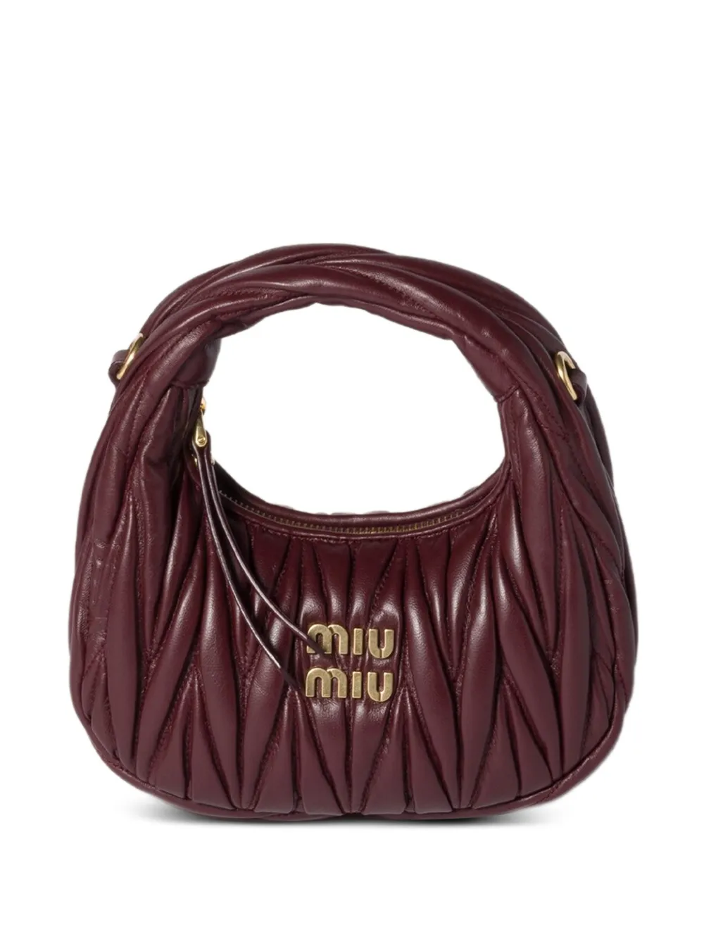 Miu Miu Wander matelassé nappa leather hobo mini-bag - Rosso